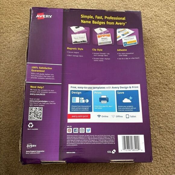 Avery 8520 6” x 4 1/4” Vertical Style Name Badges *Read* - Picture 3 of 5